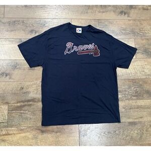 2010 Atlanta Braves Graphic T-Shirt Navy Blue XL Majestic
